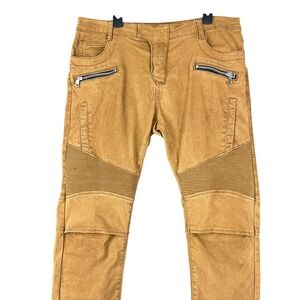 Balmain Mens 38 Jeans Biker Moto Ribbed Zip Pocket Italian Designer Luxury Pants